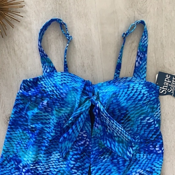 NWT shape solver size 8 one piece swimsuit blue navy tummy control Reflections - Picture 5 of 12